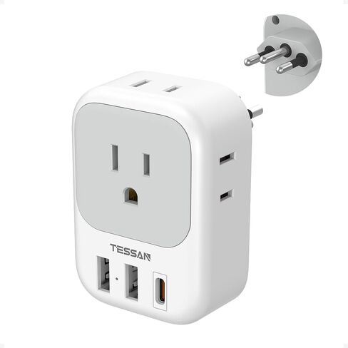 TESSAN US to UK Plug Adapter PD 20W, Type G Travel Converter | 3 USB Charger(1 USB C Port), 4 Outlets, USA to Ireland Qatar Hong Kong England Scotland Kenya Dubai London British in Kuwait