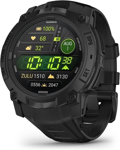 Garmin Instinct® 3 AMOLED, Rugged GPS Smartwatch, 45mm, Black | Bright AMOLED Display, Rugged Design, Metal-Reinforced Bezel, 24/7 Health Monitoring, Built-In Flashlight in Kuwait