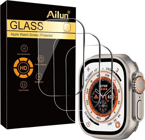 Ailun 3 Pack Screen Protector for Apple Watch Ultra 3/2/Ultra [49mm][Clear] | Tempered Glass Film, Anti-Scratch, High Definition, Touch Sensitive, 3 Pack in Kuwait