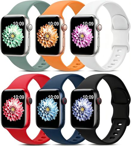 6 Pack Sport Bands Compatible with Apple Watch Band 38mm 40mm 41mm 42mm 44mm 45mm 49mm 46mm,Silicone Waterproof Strap for iWatch Apple Watch Series 11 10 9 Ultra 8 7 6 5 4 3 2 1 SE Women Men in Saudi Arabia