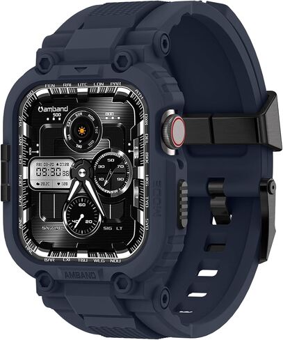 amBand Bands Compatible with Apple Watch 9/8/7/6/5/4 & SE 3/2/1 45mm/44mm Case for Men, M1 Sport Series Rugged Case Protective Cover for iWatch SE3/SE2/6/SE/5/4 44/45 mm Men Black in Kuwait