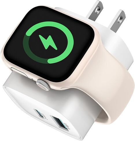 Charging Blocks for Apple Watch, 3-in-1 PD 20W USB C Charger Block with Built-in Wireless Smart Watch Charging, Dual Ports Wall Charger Compatible with iPhone,AirPods,iWatch | PD20W USB C Fast Charging Dual Ports for iPhone 17/16/15, AirPods, iWatch, Trav in Kuwait