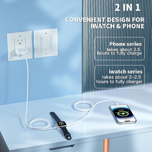 2 in 1 iWatch Charger Fast Charging,2Pack Long 6.6Foot iPhone Watch Charger Magnetic Smartwatch Charging Cables for iWatch Series Ultra 11/10/9/8/7/6/5/4/3/2/1,iPhone 14/13/12/11/8/7 Pro/Max/XR/XS/X/8 in Saudi Arabia