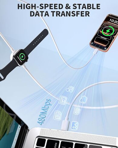 2 in 1 USB C Charger for Apple Watch, 6.6FT Magnetic iWatch Charging Cable Cord & USB C Fast iPhone Charger with PD 30W Wall Plug for iWatch Series Ultra SE/10/9/8/7/6/5/4/3/2, iPhone 17/16/15 Pro Max in Saudi Arabia