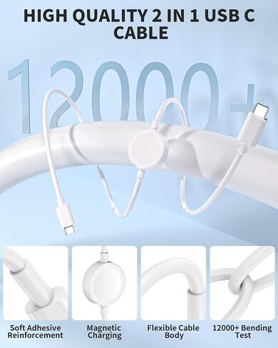 2 in 1 USB C Charger for Apple Watch, 6.6FT Magnetic iWatch Charging Cable Cord & USB C Fast iPhone Charger with PD 30W Wall Plug for iWatch Series Ultra SE/10/9/8/7/6/5/4/3/2, iPhone 17/16/15 Pro Max in Saudi Arabia