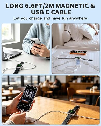 2 in 1 USB C Charger for Apple Watch, 6.6FT Magnetic iWatch Charging Cable Cord & USB C Fast iPhone Charger with PD 30W Wall Plug for iWatch Series Ultra SE/10/9/8/7/6/5/4/3/2, iPhone 17/16/15 Pro Max in Saudi Arabia