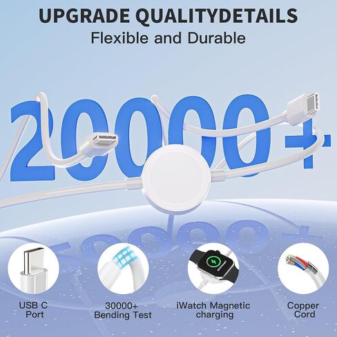 2 in 1 USB C Apple Watch Charger Cable,Apple MFi Certified 2Pack 3.3FT Fast Magnetic USB C Charging Cable Compatible with iWatch 11/10/9/8/7/6/5/4/3/2/1,iPhone 17 Pro/17 Air/17/16 Pro Max/16 E/15 Plus in Saudi Arabia