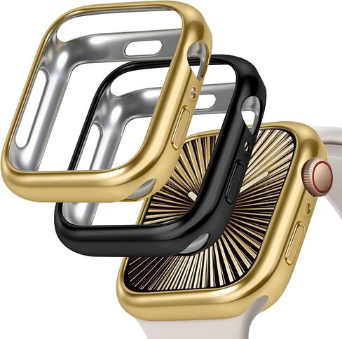 JR.DM 40mm Soft Flexible TPU Case Compatible for Apple Watch Series 6/5/4/SE Touchable Screen Lightweight Anti-Scratch All-Around Protector Thin Guard Shockproof Cover Shiny Bumper for iWatch, Gold in Saudi Arabia
