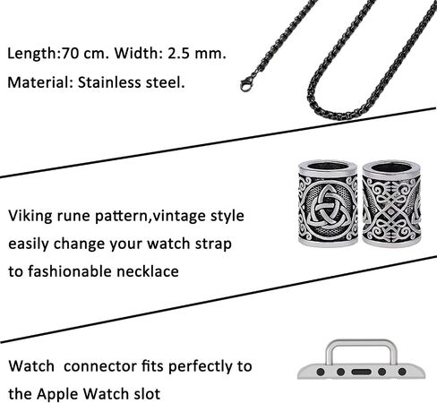 Necklace Compatible with Apple Watch Ultra 2 /Ultra 49mm 46mm 45mm 44mm 42mm 41mm 40mm 38mm for Women Men, Elegant Lanyard Chain for iWatch Series 10 9 8 7 6 SE 5 4 3 2 Ultra Ultra 2 (38/40/41/42(series10)-black) in Saudi Arabia