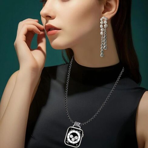Necklace Compatible with Apple Watch Ultra 2 /Ultra 49mm 46mm 45mm 44mm 42mm 41mm 40mm 38mm for Women Men, Elegant Lanyard Chain for iWatch Series 10 9 8 7 6 SE 5 4 3 2 Ultra Ultra 2 (38/40/41/42(series10)-black) in Saudi Arabia