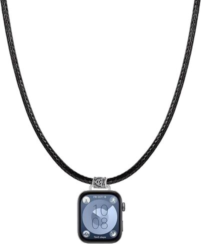 Leather Necklace for Apple Watch Neck Strap Fob for Apple Watch Ultra SE Lanyard for Apple iWatch Series123456789, 42mm/44mm/45mm/49mm,38mm/40mm/41mm Watch Pendant (black, 38/40/41/42(series 10)) in Saudi Arabia