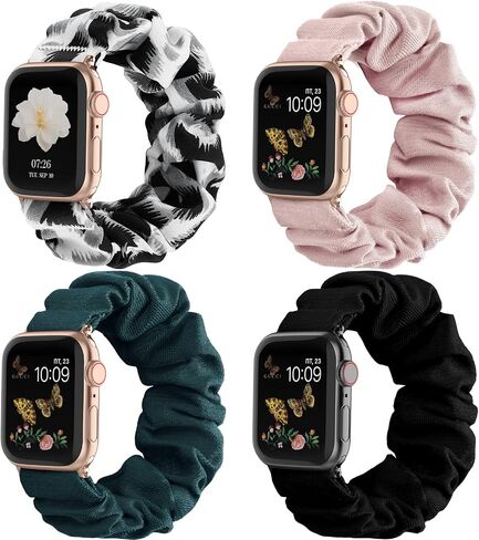 Recoppa Compatible for Apple Watch Band Scrunchie 38mm-46mm for Women | Cute Printed Elastic Solo Loop Bands, Bracelet Strap for iWatch Series 11 10 9 8 7 6 5 4 3 2 1 SE in Kuwait