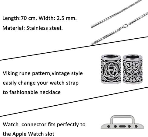 Necklace Compatible with Apple Watch Ultra 2 /Ultra 49mm 46mm 45mm 44mm 42mm 41mm 40mm 38mm for Women Men, Elegant Lanyard Chain for iWatch Series 10 9 8 7 6 SE 5 4 3 2 Ultra Ultra 2 (44/45/46/49/42(series 3)-silver) in Saudi Arabia