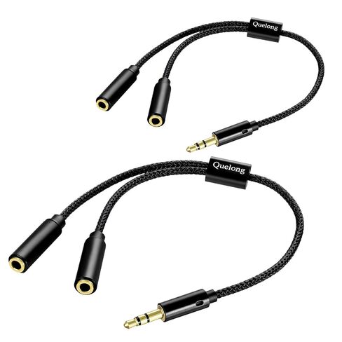 1Pcs Headphone Splitter, Dual Headphone Nylon Braided Extension Cable, Hi-Fi Audios Stereo Y Splitter 3.5mm 2 Female 1 Male, Suitable for Phones, PS4, Amplifiers, Smartphones, Tablets,etc. in Saudi Arabia