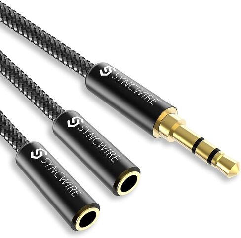 SYNCWIRE Headphone Splitter, 3.5mm Male to 2 Female Y Cable, Grey in Saudi Arabia