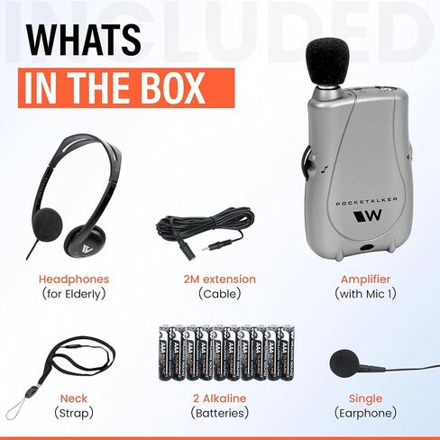 Williams Sound Pocketalker Ultra Hearing Amplifier | Easy-to-Use Hearing Amplifier for Seniors | Year Supply of Batteries | Amplified Sound Assistive Listening Device with Headphones for Elderly | Hearing Assist Earbuds in Saudi Arabia