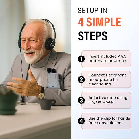 Williams Sound Pocketalker Ultra Hearing Amplifier | Easy-to-Use Hearing Amplifier for Seniors | Year Supply of Batteries | Amplified Sound Assistive Listening Device with Headphones for Elderly | Hearing Assist Earbuds in Saudi Arabia
