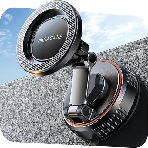 Miracase for MagSafe Car Mount[3600gf Strong Magnet & 89+LBS Suction Base]Vacuum Magnetic Phone Holders for Your Car, 360° Adjustable Dashboard & Windshield Mount with Dash Accents for All Smartphones in Kuwait