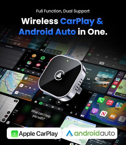 Teeran 2 in 1 Wireless CarPlay and Android Auto Adapter | Easy Setup Plug and Play, Fast Seamless Use, Supports 1000+ Cars with Built-in Wired Car Play/Android Auto, Compact Design in Kuwait
