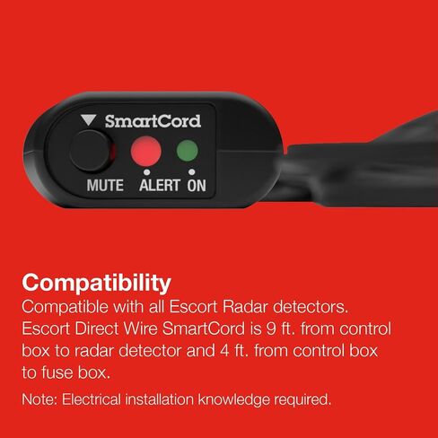 مرافقة الرادار الكاشف SmartCord السلك المباشر مع LED الأحمر | متوافق مع Escort IX وMAX وMAX 360 وMAX360c وMAXcam وRedline والمزيد in Kuwait