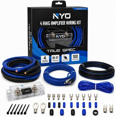 4 Gauge Amp Wiring Kit, 4GA Amp Wire Kit for Car Audio Subwoofer Speakers | Complete 4GA amp kit for Car Amp Installation with 20ft Power Ground Cable, 18FT Speaker Wire, Remote, OFC RCA, 100A ANL Fuse in Saudi Arabia