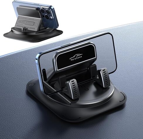 360 Degree Rotation Dashboard Phone Holder for Car, Anti-Slip Grips & One-Hand Operation Car Cell Phone Mount with Adjustable Spring Clip, Compatible with iPhone Samsung All Smartphones in Saudi Arabia