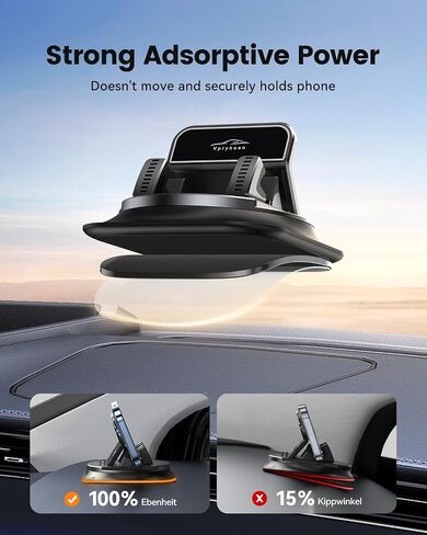 360 Degree Rotation Dashboard Phone Holder for Car, Anti-Slip Grips & One-Hand Operation Car Cell Phone Mount with Adjustable Spring Clip, Compatible with iPhone Samsung All Smartphones in Saudi Arabia