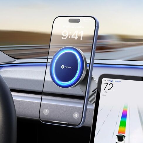 VICSEED Tesla Phone Mount - أقوى قوة مغناطيسية - حامل هاتف Tesla مخفي قابل للطي مناسب لجميع الهواتف، Tesla Model 3 Model Y لحامل السيارة MagSafe، ملحقات Tesla Model 3، ملحقات Tesla Model Y in Kuwait