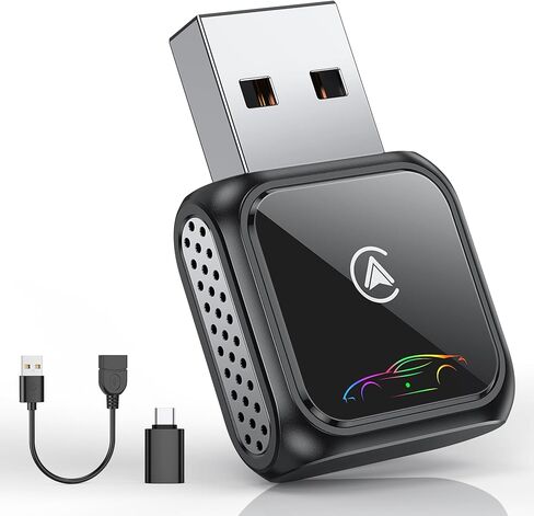 Super Mini Wireless CarPlay Adapter (Latest Upgraded), USB/Type-C | Bluetooth Android Auto Car Play Dongle, Zero Latency, Stable Connection, Compatible with iOS & Android, 2017+ Models in Saudi Arabia