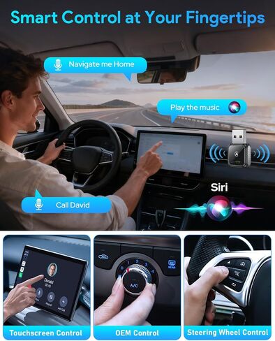 Super Mini Wireless CarPlay Adapter (Latest Upgraded), USB/Type-C | Bluetooth Android Auto Car Play Dongle, Zero Latency, Stable Connection, Compatible with iOS & Android, 2017+ Models in Saudi Arabia
