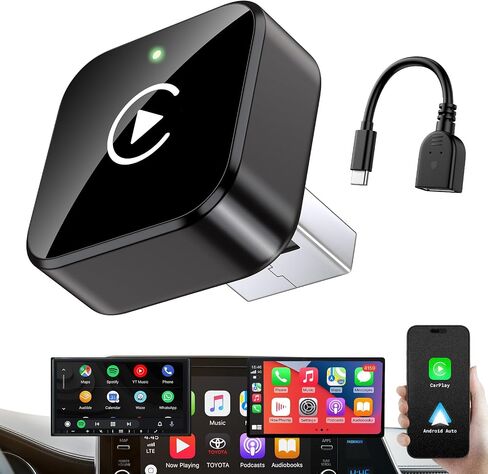 iGENJUN Wireless CarPlay Adapter 2026 Upgrade Mini Design USB/USB-C Plug | Play Converts CarPlay to Wireless - Easy Use Fast Stable Connection Car Play for iPhone & Android in Kuwait