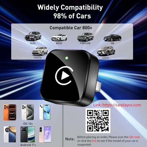 iGENJUN Wireless CarPlay Adapter 2026 Upgrade Mini Design USB/USB-C Plug | Play Converts CarPlay to Wireless - Easy Use Fast Stable Connection Car Play for iPhone & Android in Kuwait