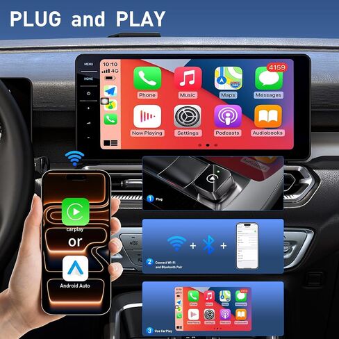 iGENJUN Wireless CarPlay Adapter 2026 Upgrade Mini Design USB/USB-C Plug | Play Converts CarPlay to Wireless - Easy Use Fast Stable Connection Car Play for iPhone & Android in Kuwait