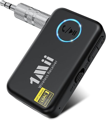 1Mii Bluetooth 5.3 Receiver for Car, AUX Bluetooth Car Adapter | Wireless Audio Receiver for Home Stereo/Wired Headphones, Volume Control, Hands Free Calls, 16H Battery Life in Saudi Arabia