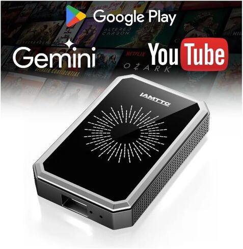 LAMTTO Wireless CarPlay Adapter with Gemini AI and Google Play, 4GB+32GB | Download Streaming Apps, Games, OTA, HDMI, Airplay, USB Drive Playback, Support Carplay & Android Auto for Car Entertainment in Saudi Arabia