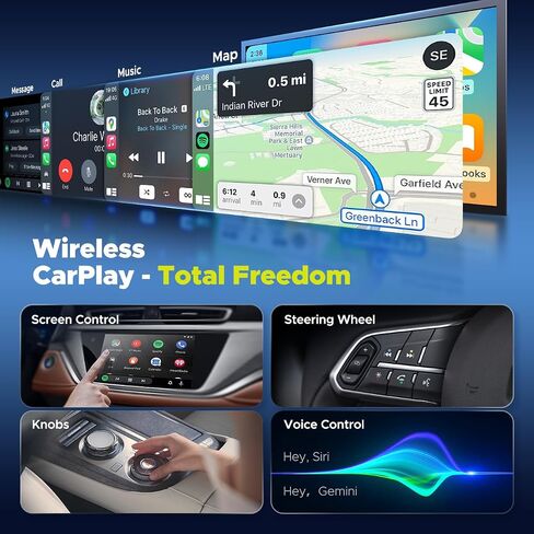 LAMTTO Wireless CarPlay Adapter with Gemini AI and Google Play, 4GB+32GB | Download Streaming Apps, Games, OTA, HDMI, Airplay, USB Drive Playback, Support Carplay & Android Auto for Car Entertainment in Saudi Arabia