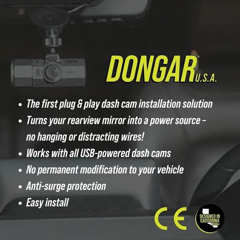 Dongar Dashcam Power Adapter (10-pin Type H) for Hyundai/Kia. Compatible with Select Models, EV6, and More. Connects to Rearview Mirror, Built-in USB Power Source, Easy to Install in Saudi Arabia