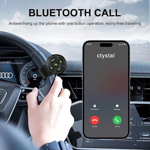Bluetooth Media Button Remote Wireless Waterproof Music Controller | Wireless Bluetooth Steering Wheel Control Button Compatible for Smart Phone for Car Motorcycle in Saudi Arabia