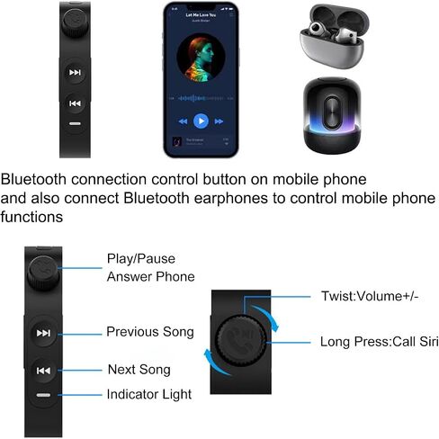Wireless Bluetooth Media Controller,Motorcycle Handlebar Bluetooth Button,IP6 Riding Waterproof Controller,Steering Wheel Music Button,Compatible with Smart Phone Devices.for Bicycles, Motorcycles in Saudi Arabia