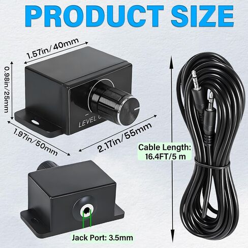 Amplifier Series Bass Knob Control Kit,3.5mm Universal Bass Knob Control | Compatible with RCA Remote Amplifier Bass Volume Controller,with 16Ft Cable,Screws and Double-Sided Tape in Saudi Arabia