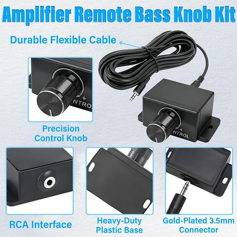 Amplifier Series Bass Knob Control Kit,3.5mm Universal Bass Knob Control | Compatible with RCA Remote Amplifier Bass Volume Controller,with 16Ft Cable,Screws and Double-Sided Tape in Saudi Arabia