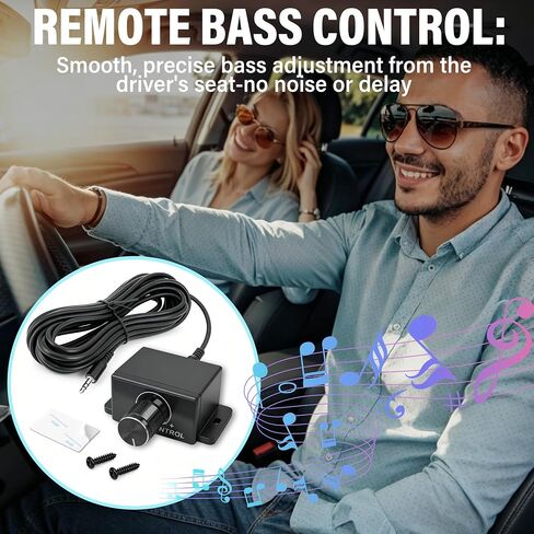 Amplifier Series Bass Knob Control Kit,3.5mm Universal Bass Knob Control | Compatible with RCA Remote Amplifier Bass Volume Controller,with 16Ft Cable,Screws and Double-Sided Tape in Saudi Arabia