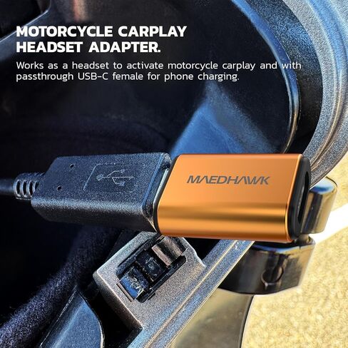 MaedHawk Bypass 3.0 Motorcycle CarPlay Bluetooth Headset Adapter | Updated Connectivity Expanded USB Cable Support, Enhanced USB-C Passthrough Charging Port and Data Compatibility in Saudi Arabia