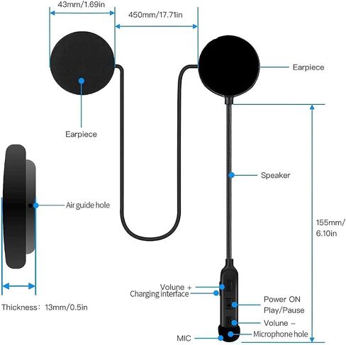 Motorcycle Helmet Bluetooth Headset,Outdoor Headset,Waterproof Sports Headset,Speakers Hands Free,Music Call Control,Automatic answering,60 Hours Playing time High Sound System in Saudi Arabia