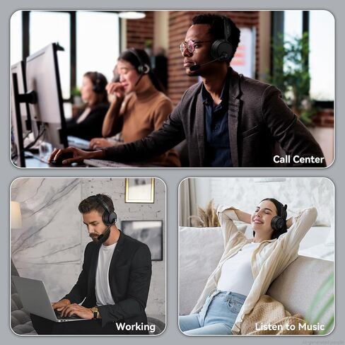 Bluetooth Headset with Microphone, 60 Hrs Bluetooth Headphones with Mic, Wireless Headset with Mic for Work/Meetings/Office/iPhone/Phone Calls/Call Center/Computer/PC/Teams/Zoom/Podcast/Skype/WebEx in Saudi Arabia