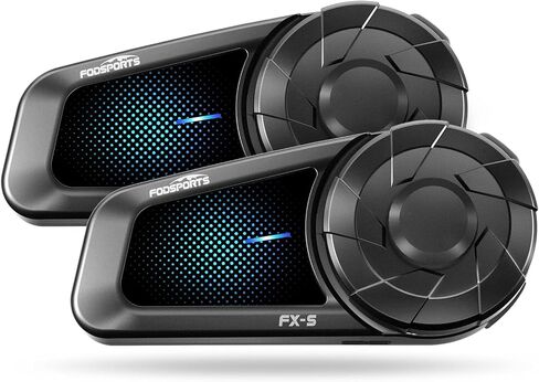 Fodsports FX-S Motorcycle Bluetooth Headset V5.4, 2-Way Helmet Intercom Communication System with IP67 Waterproof, CVC Noise Cancellation, Hands-Free Music/Call, 2 Type Mics, Black, 1 Pack in Kuwait