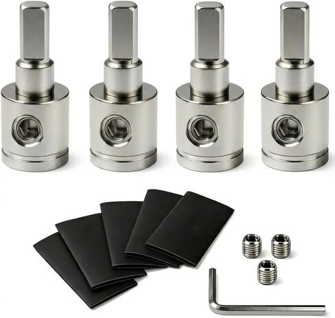4PCS Heavy-Duty Brass Amp Input Reducers 1/0 Gauge to 4 Gauge - Durable Amp Connectors with Heat Shrink Tubing for Car Audio Accessories in Kuwait