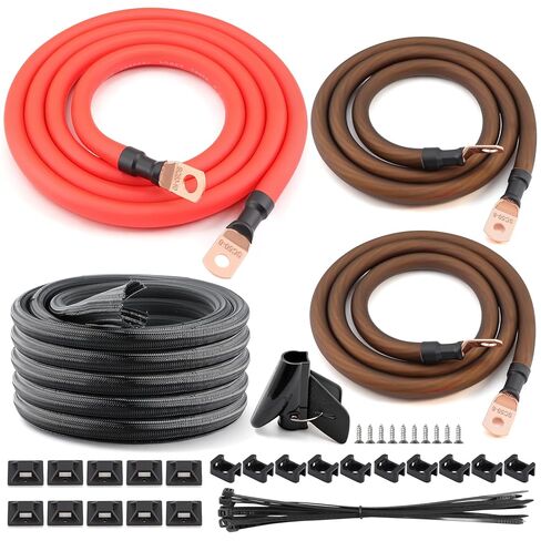 0 Gauge Wire 40FT (20FT Red/Black) Copper Clad Aluminum Battery Cable Kit | 1/0 AWG Battery Cable Amp Wiring Kit with Lugs Heat Shrink,Power Ground Cable for Car, RV Marine & Solar in Saudi Arabia