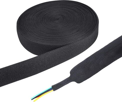 2 to 1 Heat Shrink Abrasion Resistant Woven Tubing 1-3/8" ID-216inch | Braided Sleeving Shrinkable Fabric Shrink Tubing Loom Protector for Auto Amp Cable Sheath/Wire Harness Wrap in Saudi Arabia