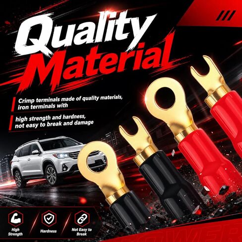 4 Gauge Wire Connectors 8PCS Kit (Fork & Round),Speaker Wire Connectors Strip Crimp Barrier Spade Terminal Connector with Red/Black Sleeves,4 Gauge Terminals for Car/Truck/Audio System in Saudi Arabia